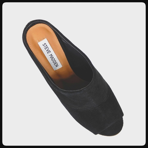 Steve Madden black suede heeled peep-toe, like new - Picture 2 of 7
